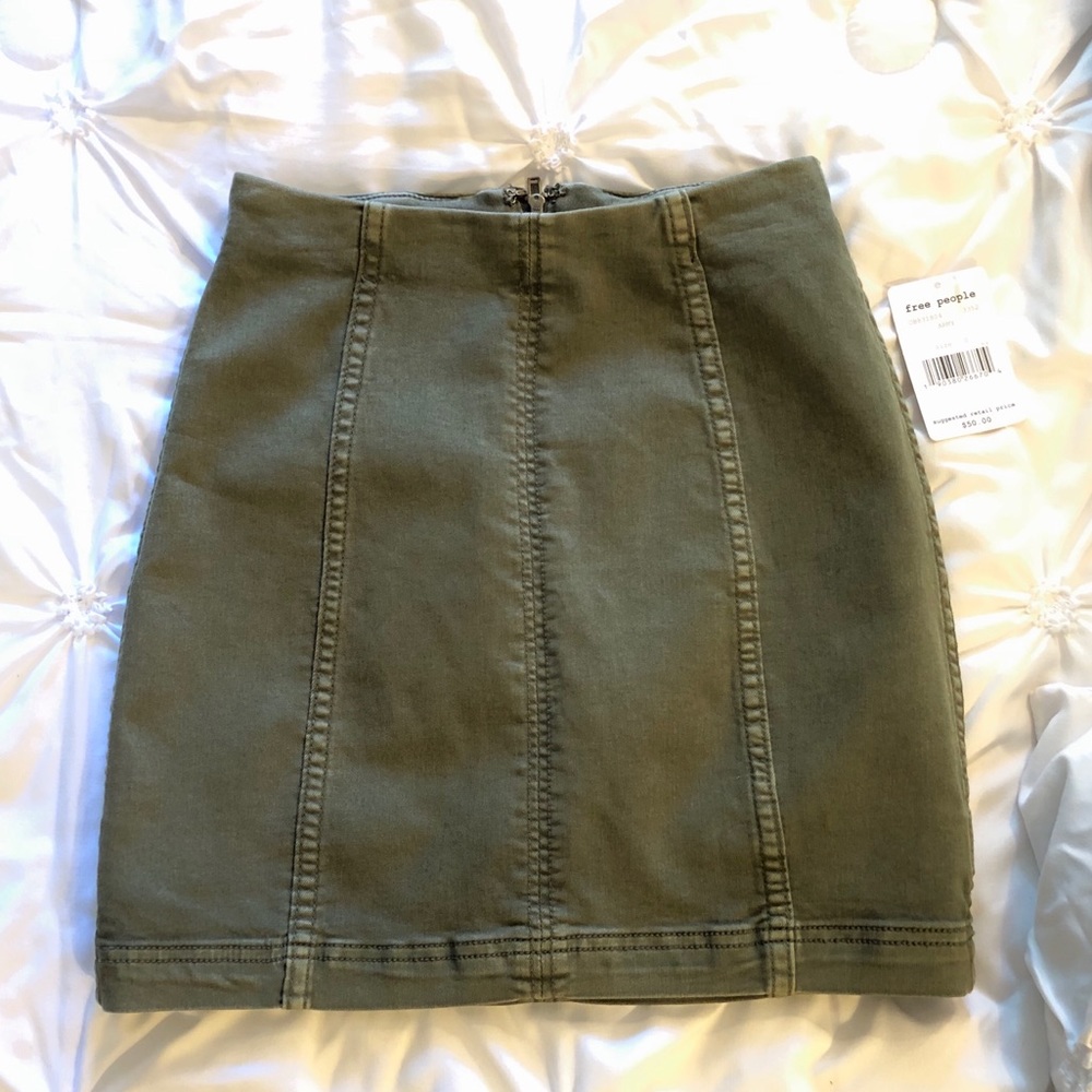 Free People Army Green Mini Skirt